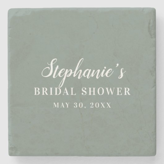 Elegant Sage Green and White Wedding Shower ストーンコースター (正面)