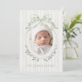 Elegant Sage Green Baby Girl Birth Announcement 招待状 (スタンド正面)