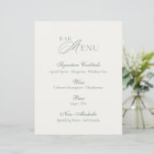 Elegant Sage Green Bar Menu Wedding Sign (スタンド正面)