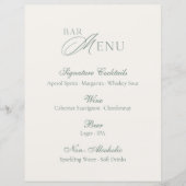 Elegant Sage Green Bar Menu Wedding Sign (正面)