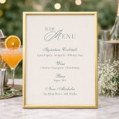 Elegant Sage Green Bar Menu Wedding Sign