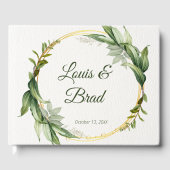 Elegant Sage Green & Beige Foliage Guest Book ゲストブック (正面)