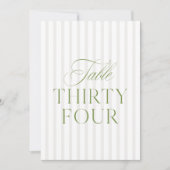 Elegant Sage Green & Beige Wedding 34 Table Number 招待状 (正面)