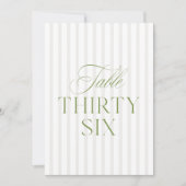 Elegant Sage Green & Beige Wedding 36 Table Number 招待状 (正面)