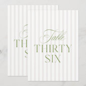 Elegant Sage Green & Beige Wedding 36 Table Number 招待状 (正面/裏面)