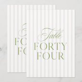 Elegant Sage Green & Beige Wedding 44 Table Number 招待状 (正面/裏面)