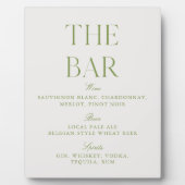 Elegant Sage Green & Beige Wedding Bar Sign フォトプラーク (正面)