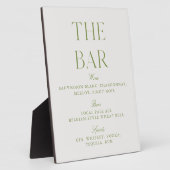 Elegant Sage Green & Beige Wedding Bar Sign フォトプラーク (側面)