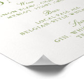 Elegant Sage Green & Beige Wedding Bar Sign ポスター (角)