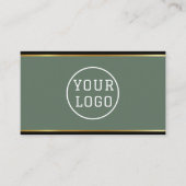 Elegant Sage Green Black Gold Professional QR Code 名刺 (正面)