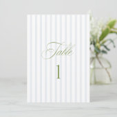 Elegant Sage Green & Blue Wedding Table Number 招待状 (スタンド正面)