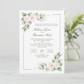 Elegant Sage Green Blush Floral Watercolor Wedding 招待状 (スタンド正面)