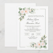 Elegant Sage Green Blush Floral Watercolor Wedding 招待状 (正面/裏面)