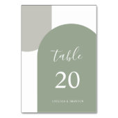 Elegant Sage Green Boho Arch Wedding Table Number テーブルナンバー (正面)