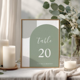 Elegant Sage Green Boho Arch Wedding Table Number テーブルナンバー