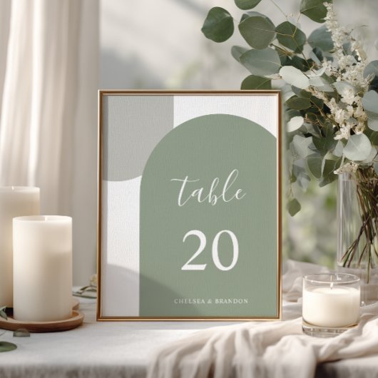 Elegant Sage Green Boho Arch Wedding Table Number テーブルナンバー