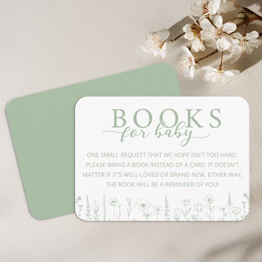 Elegant Sage Green Books for Baby Card エンクロージャーカード