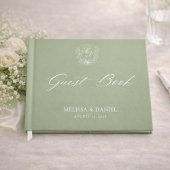 Elegant Sage Green Botanical Crest Wedding ゲストブック