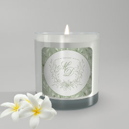 Elegant Sage Green Botanical Crest Wedding スクエアシール