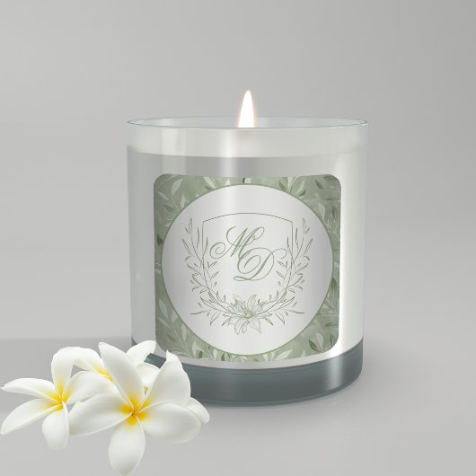 Elegant Sage Green Botanical Crest Wedding スクエアシール