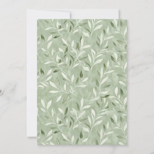 Elegant Sage Green Botanical Crest Wedding 招待状 (裏面)