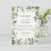 Elegant Sage Green Botanical Floral Wedding 招待状 (スタンド正面)