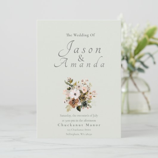 Elegant Sage Green Botanical Garden & Country 招待状 (スタンド正面)