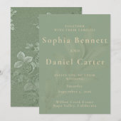 Elegant Sage Green Botanical Garden Wedding 招待状 (正面/裏面)