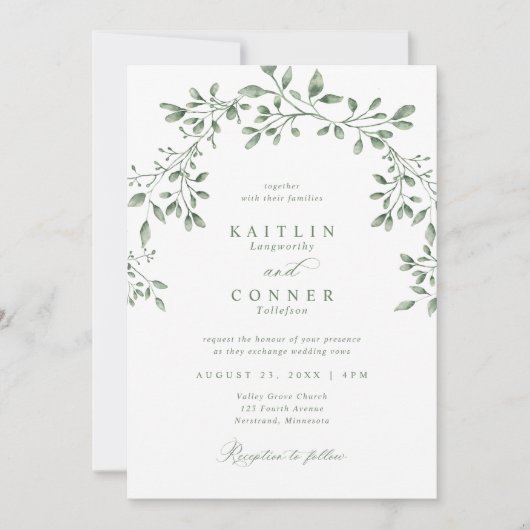 Elegant Sage Green Botanical Garden Wedding 招待状 (正面)