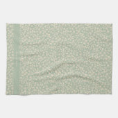 Elegant Sage Green Botanical Personalized キッチンタオル (横)