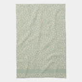 Elegant Sage Green Botanical Personalized キッチンタオル (縦)