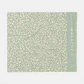 Elegant Sage Green Botanical Personalized フリースブランケット (正面(横))