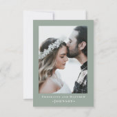 Elegant Sage Green Botanical Photo Wedding サンキューカード (裏面)
