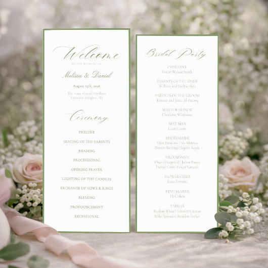 Elegant Sage Green Botanical Wedding  プログラム