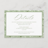 Elegant Sage Green Botanical Wedding Details エンクロージャーカード (正面)