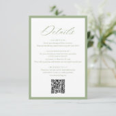 Elegant Sage Green Botanical Wedding Details エンクロージャーカード (スタンド正面)