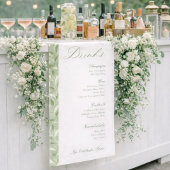 Elegant Sage Green Botanical Wedding Drinks Menu 横断幕