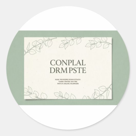 Elegant Sage Green Botanical Wedding Invitation -  ラウンドシール (正面)