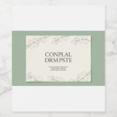 Elegant Sage Green Botanical Wedding Invitation -  ワインラベル (シングルラベル)