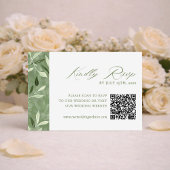 Elegant Sage Green Botanical Wedding Qr Code RSVP