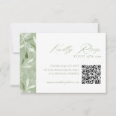 Elegant Sage Green Botanical Wedding Qr Code RSVP (正面)