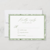 Elegant Sage Green Botanical Wedding RSVP Card (正面)