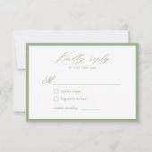 Elegant Sage Green Botanical Wedding RSVP Card (正面)