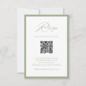 Elegant Sage Green Botanical Wedding RSVP Card (正面)