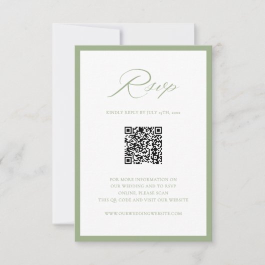 Elegant Sage Green Botanical Wedding RSVP Card (正面)