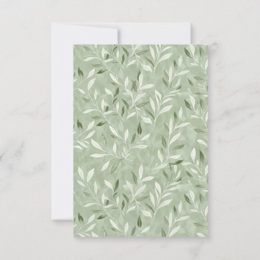 Elegant Sage Green Botanical Wedding RSVP Card (裏面)