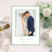 Elegant Sage Green Botanical Wedding Thank You  サンキューカード