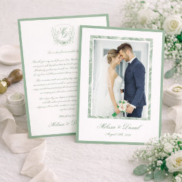 Elegant Sage Green Botanical Wedding Thank You  サンキューカード