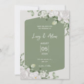 Elegant Sage Green Botanical White Floral Wedding セーブザデート (正面)