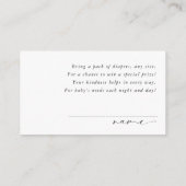 Elegant Sage Green Bow Baby Shower Diaper Raffle エンクロージャーカード (裏面)